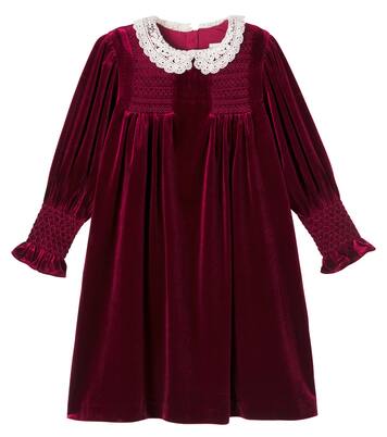 Lory crochet shirred velvet dress | C'era Una Volta