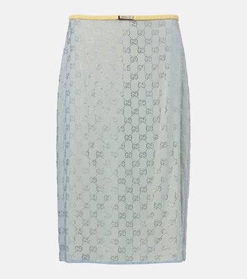 GG embellished silk-blend midi skirt | Gucci