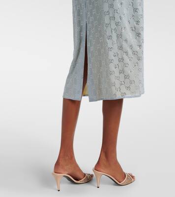 GG embellished silk-blend midi skirt | Gucci