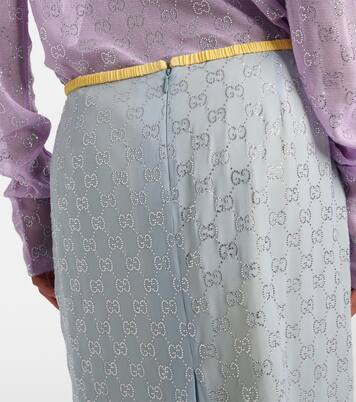 GG embellished silk-blend midi skirt | Gucci