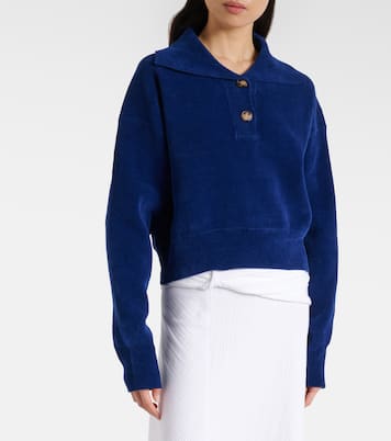 Cropped cotton-blend velvet sweatshirt | Victoria Beckham