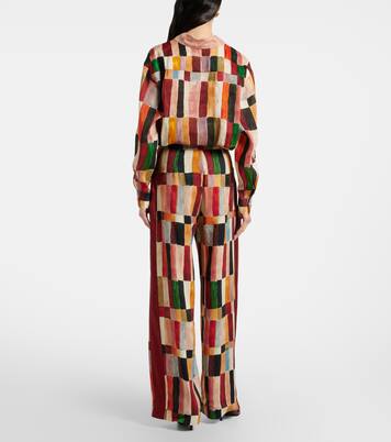 x LRNCE– Pantalon palazzo Marjorelle imprimé en lin et soie | Alémais