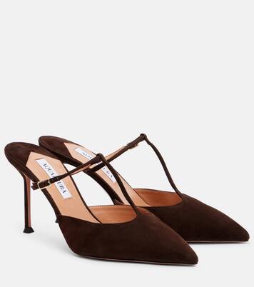 Mules Sorbonne 85 in suede | Aquazzura