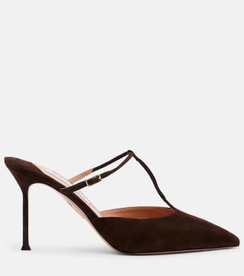 Mules Sorbonne 85 in suede | Aquazzura