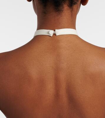 Halterneck peplum wool and silk minidress | Balenciaga