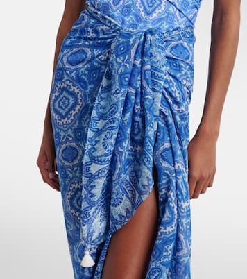 Pareo Mykonos in cotone e seta con stampa | Heidi Klein