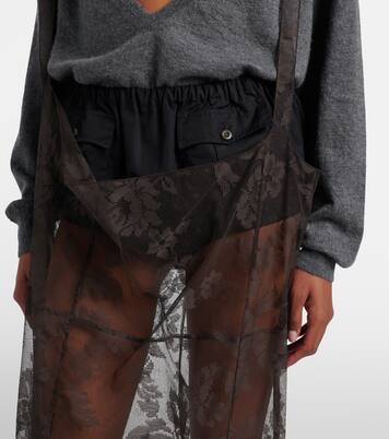 Floral lace cotton midi skirt | Prada