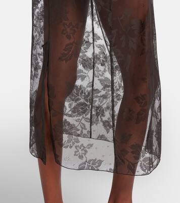 Floral lace cotton midi skirt | Prada