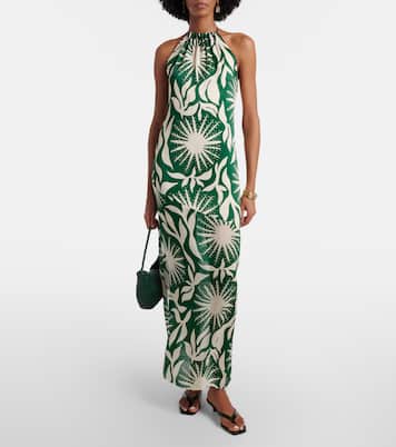 Robe longue Acasia à perles imprimée  | Cala de la Cruz