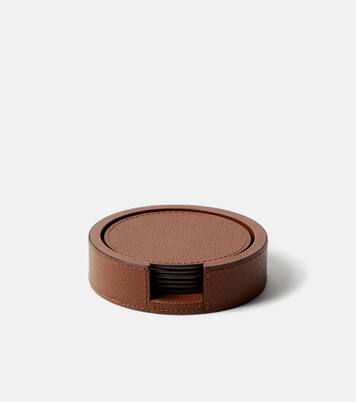 Set de 6 sous-verres en cuir avec support | Giobagnara