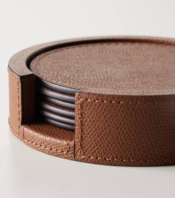 Set de 6 sous-verres en cuir avec support | Giobagnara
