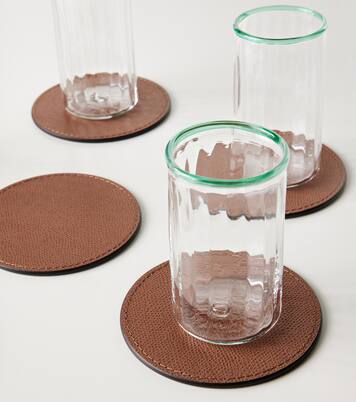 Set de 6 sous-verres en cuir avec support | Giobagnara