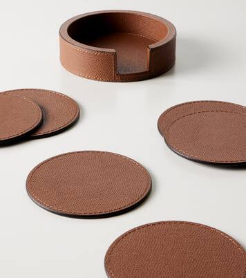 Set de 6 sous-verres en cuir avec support | Giobagnara