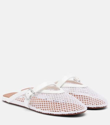 Fishnet leather-trimmed slip-on mules | Alaïa
