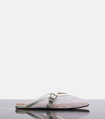 Fishnet leather-trimmed slip-on mules | Alaïa