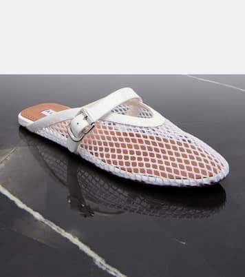 Fishnet leather-trimmed slip-on mules | Alaïa