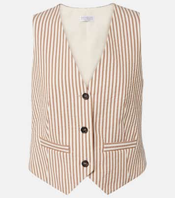 Striped cotton-blend vest | Brunello Cucinelli