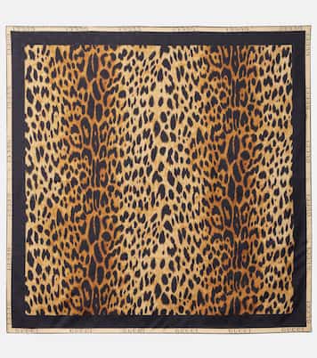 Leopard-print silk twill scarf | Gucci