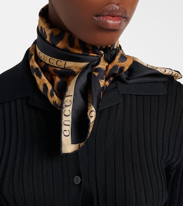 Leopard-print silk twill scarf | Gucci