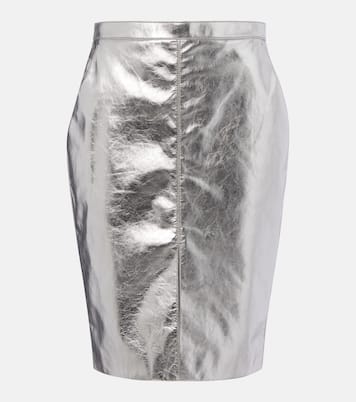 Metallic leather pencil skirt | Saint Laurent