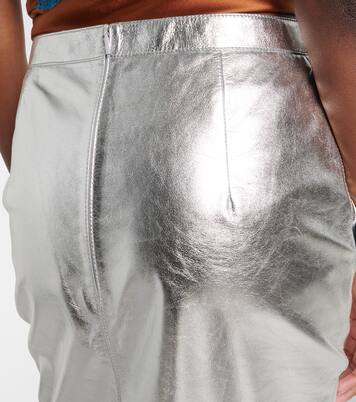 Metallic leather pencil skirt | Saint Laurent