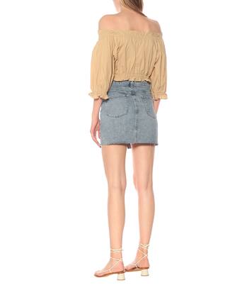 Top Globulus raccourci à encolure bardot en coton | Marysia