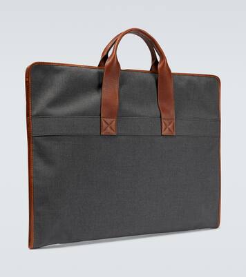 Leather-trimmed canvas garment bag | Brunello Cucinelli