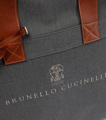 Leather-trimmed canvas garment bag | Brunello Cucinelli