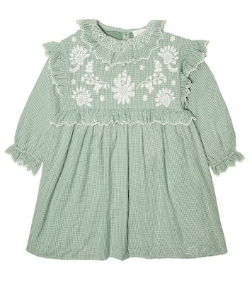 Robe Illi brodée en coton à carreaux | Louise Misha