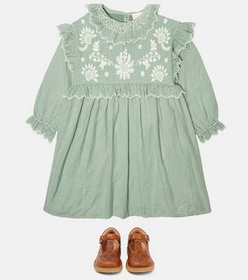 Robe Illi brodée en coton à carreaux | Louise Misha