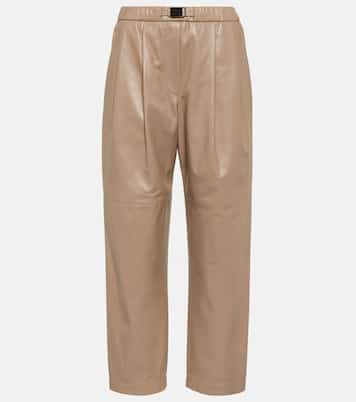 Mid-rise leather pants | Brunello Cucinelli