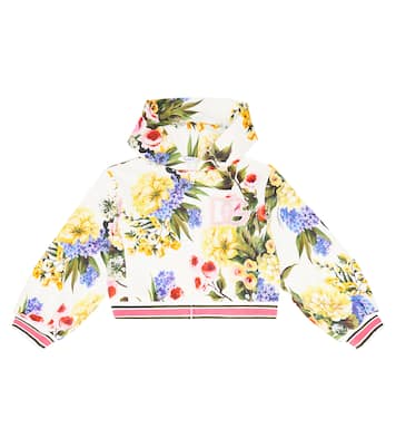 DG floral cotton jersey hoodie | Dolce&Gabbana Kids