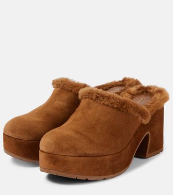 Plateau-Mules Lyss 55 aus Veloursleder | Gianvito Rossi