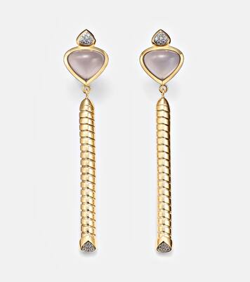 Ohrringe Trisolina aus 18kt Gelbgold mit Diamanten und Chalcedon  | Marina B