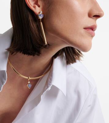 Ohrringe Trisolina aus 18kt Gelbgold mit Diamanten und Chalcedon  | Marina B