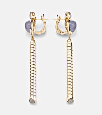 Ohrringe Trisolina aus 18kt Gelbgold mit Diamanten und Chalcedon  | Marina B