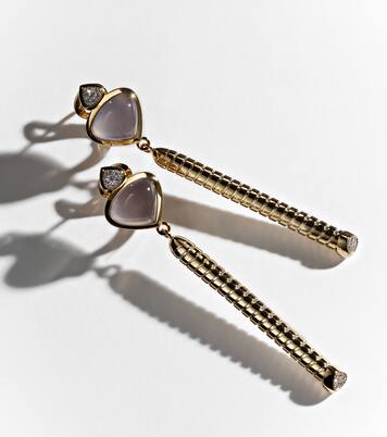 Ohrringe Trisolina aus 18kt Gelbgold mit Diamanten und Chalcedon  | Marina B