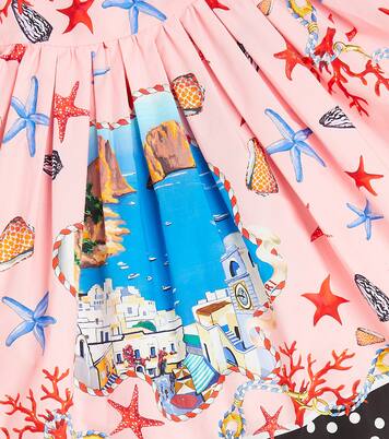 فستان من القطن بطيّات وطبعات Capri | Dolce&Gabbana Kids
