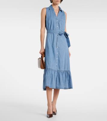 Edwina belted denim midi dress | Veronica Beard