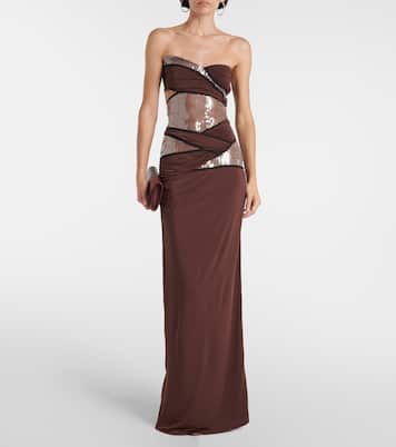 Sequined draped gown | Nensi Dojaka