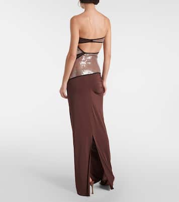 Sequined draped gown | Nensi Dojaka