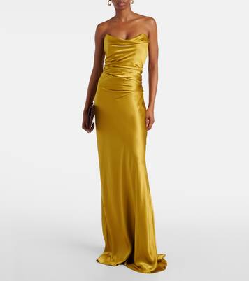 Robe longue bustier en satin de soie | The Sei