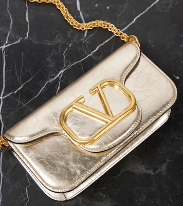 Locò Small metallic leather shoulder bag | Valentino Garavani