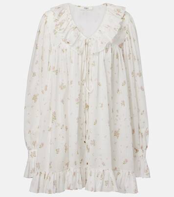Printed ruffled cotton minidress | Chloé