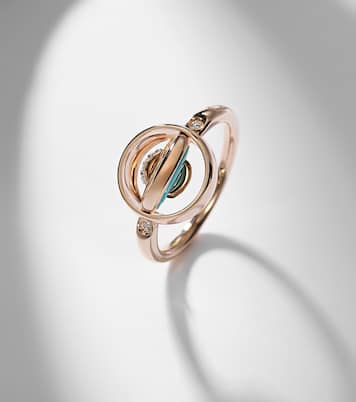 Pom Pom Dot 18k rose gold ring with turquoise and diamonds | Pomellato