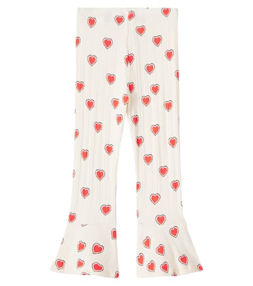 Outlined Hearts cotton-blend flared pants | Mini Rodini