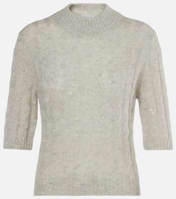 Sequined cable-knit sweater | Brunello Cucinelli
