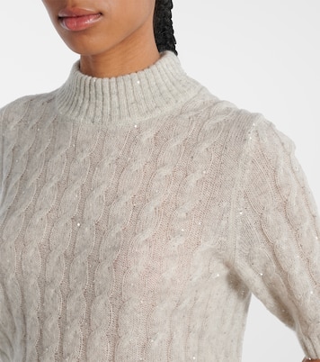 Sequined cable-knit sweater | Brunello Cucinelli