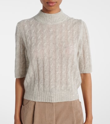 Sequined cable-knit sweater | Brunello Cucinelli