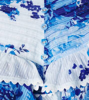 Floral ruffled tiered cotton shorts | Poupette St Barth Kids